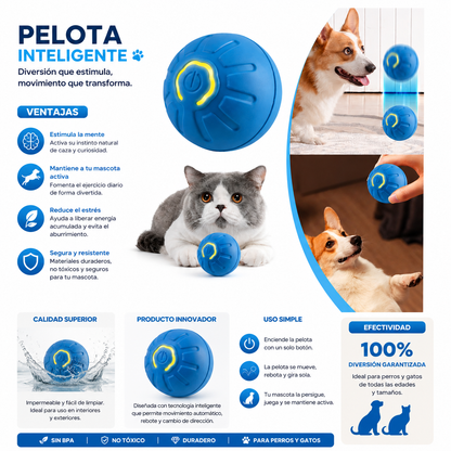 Pelota Interactiva con Movimiento Automático y Luces LED para Perros y Gatos