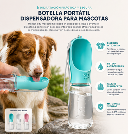 Botella Dispensadora de Agua Portátil para Perros